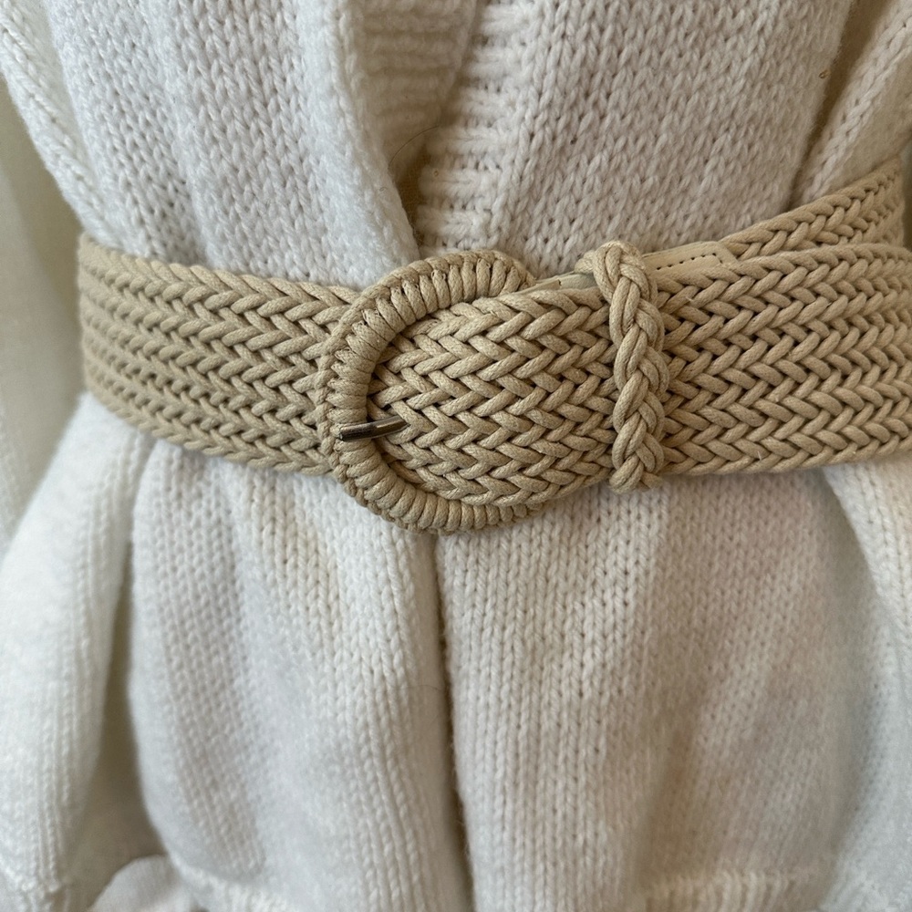 C’est Chic S/M Tan Braided Chunky Belt 80s Luxury Macrame Vintage Boho Hippy